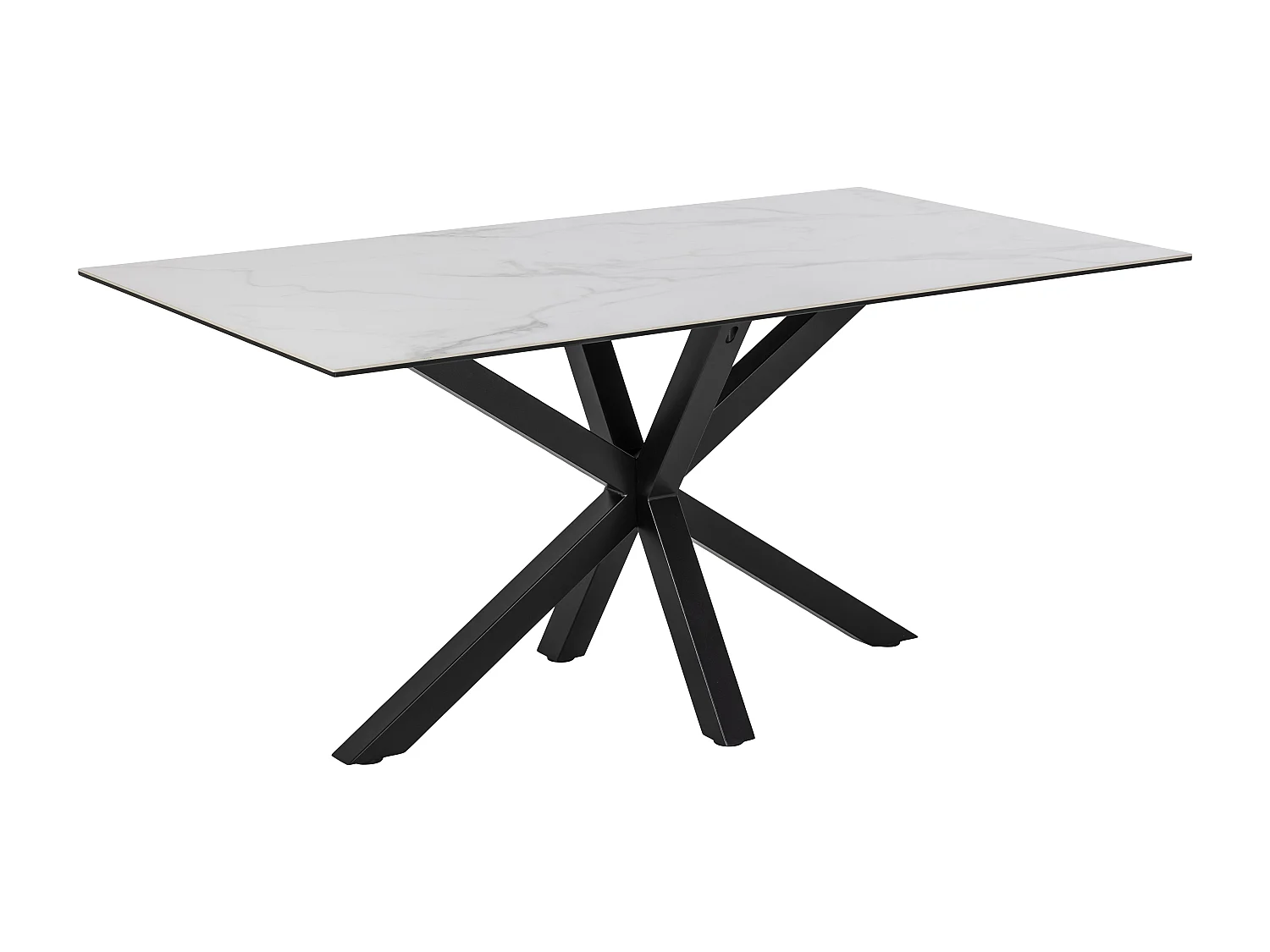 Heaven Table de salle à manger 160 cm, verre, céramique, blanc.