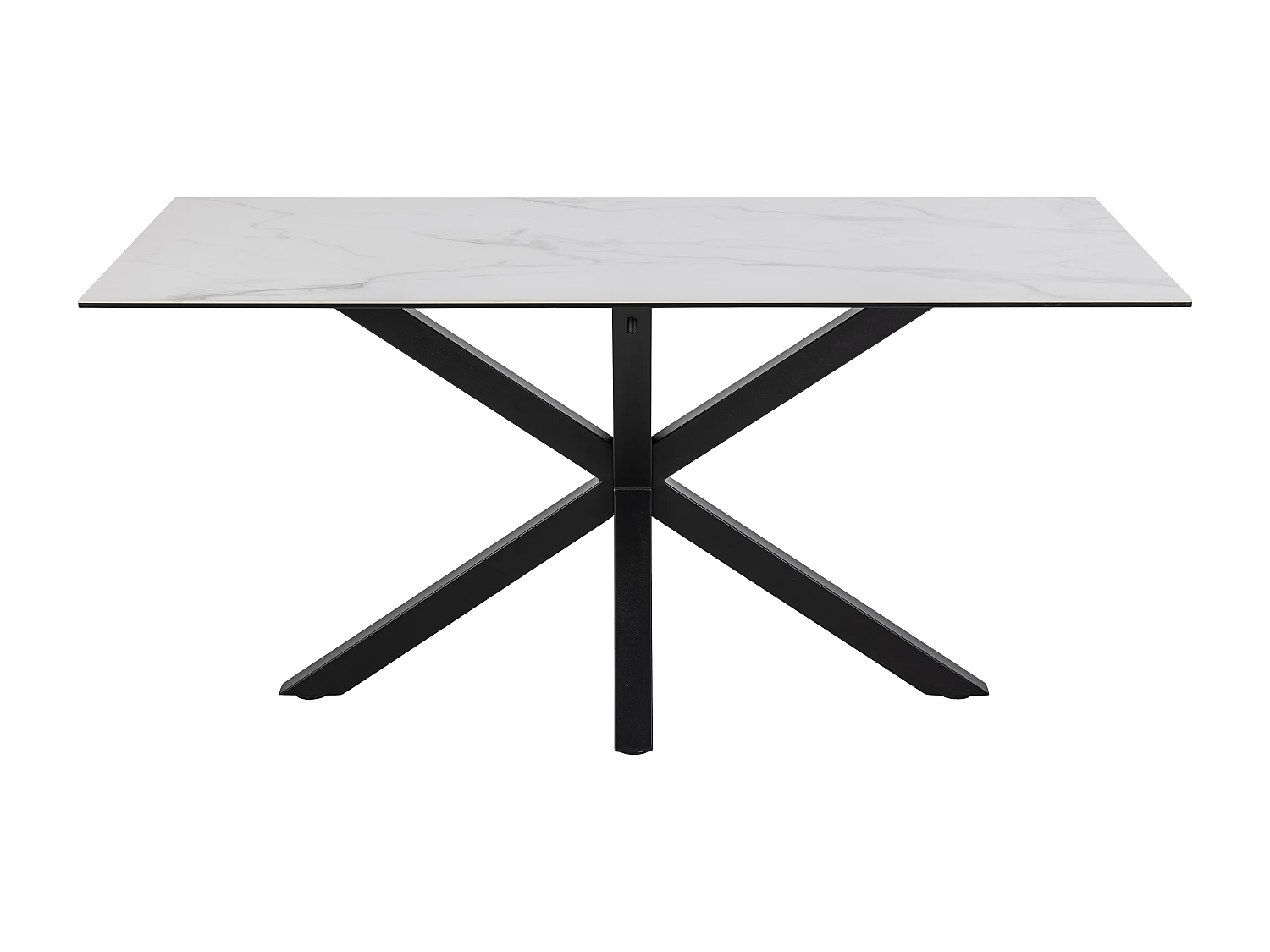 Heaven Table de salle à manger 160 cm, verre, céramique, blanc.