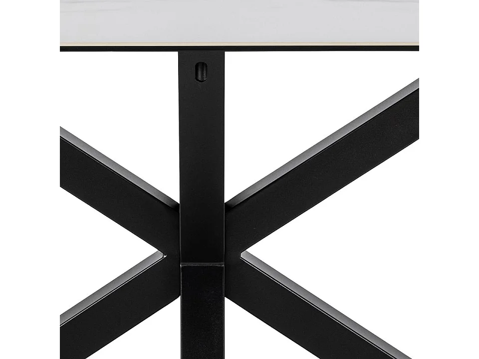 Heaven Table de salle à manger 160 cm, verre, céramique, blanc.