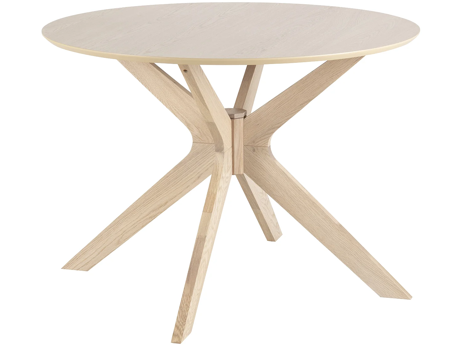 Duffy eettafel Ø105 cm eiken fineer, massief eikenhouten poten.
