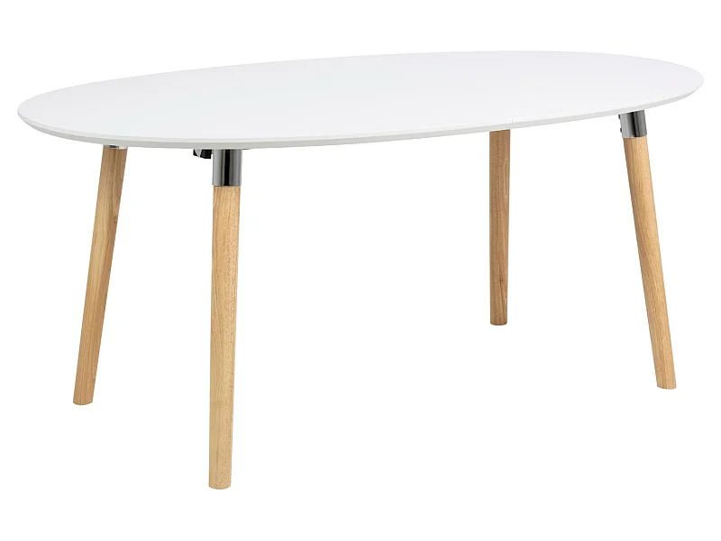 Belle Esszimmertisch 100 x 170/270 cm mit 2 Zusatzpl. in weiss mit Pincon Beinen, Chrom Beschlag.