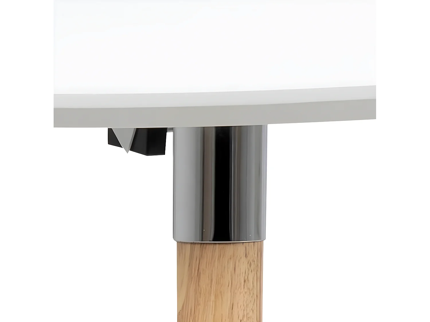 Belle Table de salle à manger 100 x 170/270 cm avec 2 pl. supplémentaires en blanc avec pieds Pincon, ferrure chromée.