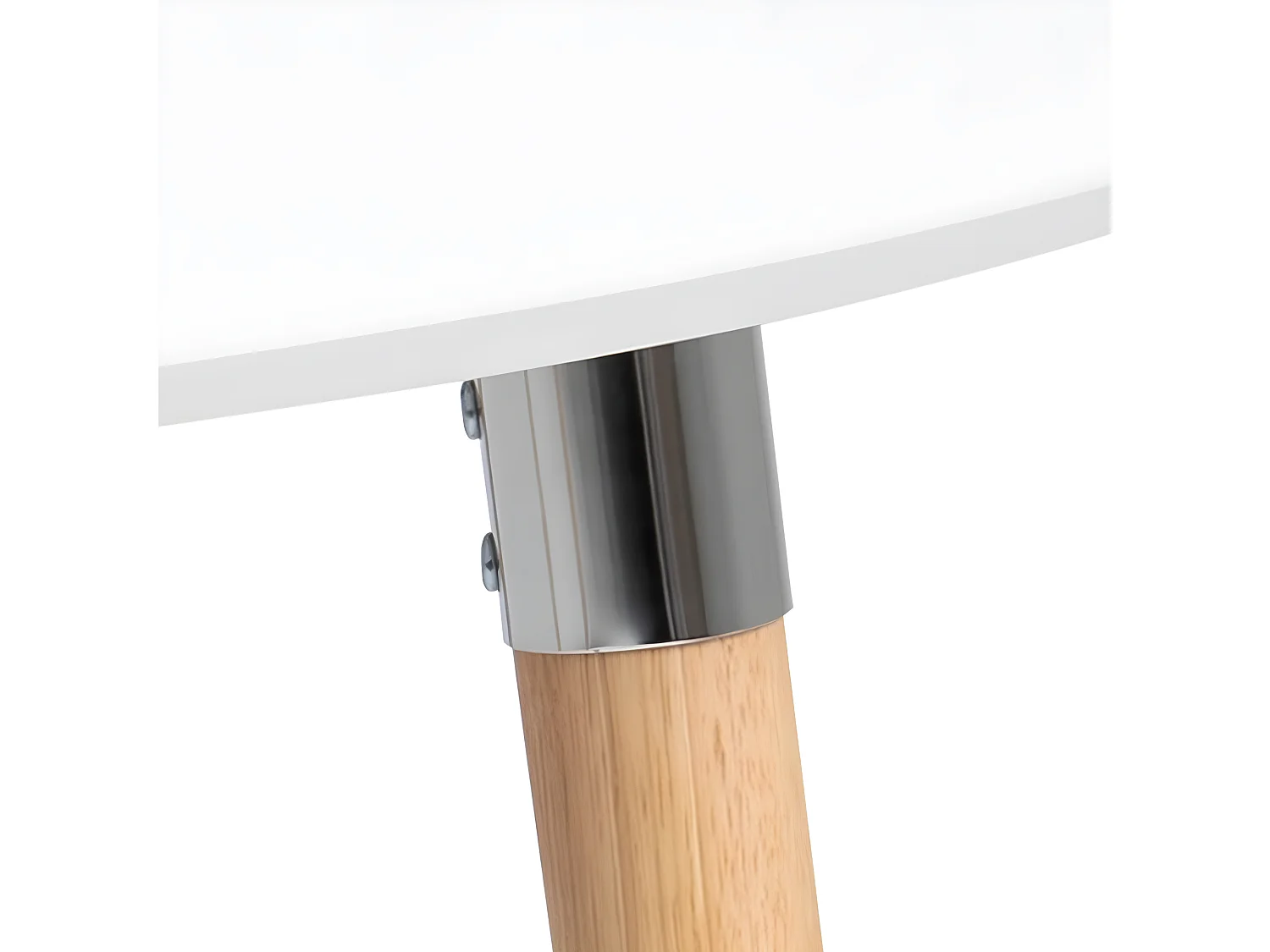 Belle Table de salle à manger 100 x 170/270 cm avec 2 pl. supplémentaires en blanc avec pieds Pincon, ferrure chromée.