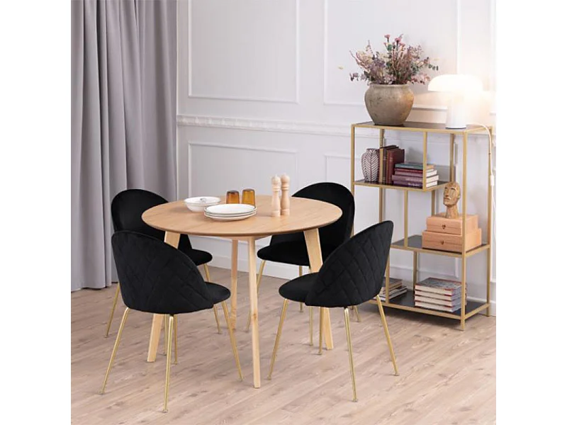 Roxby Table de salle à manger Ø105cm, finition chêne.