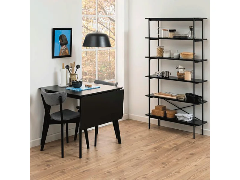 Roxby Table à manger avec 1 plateau supplémentaire de 40 cm, de, noir.