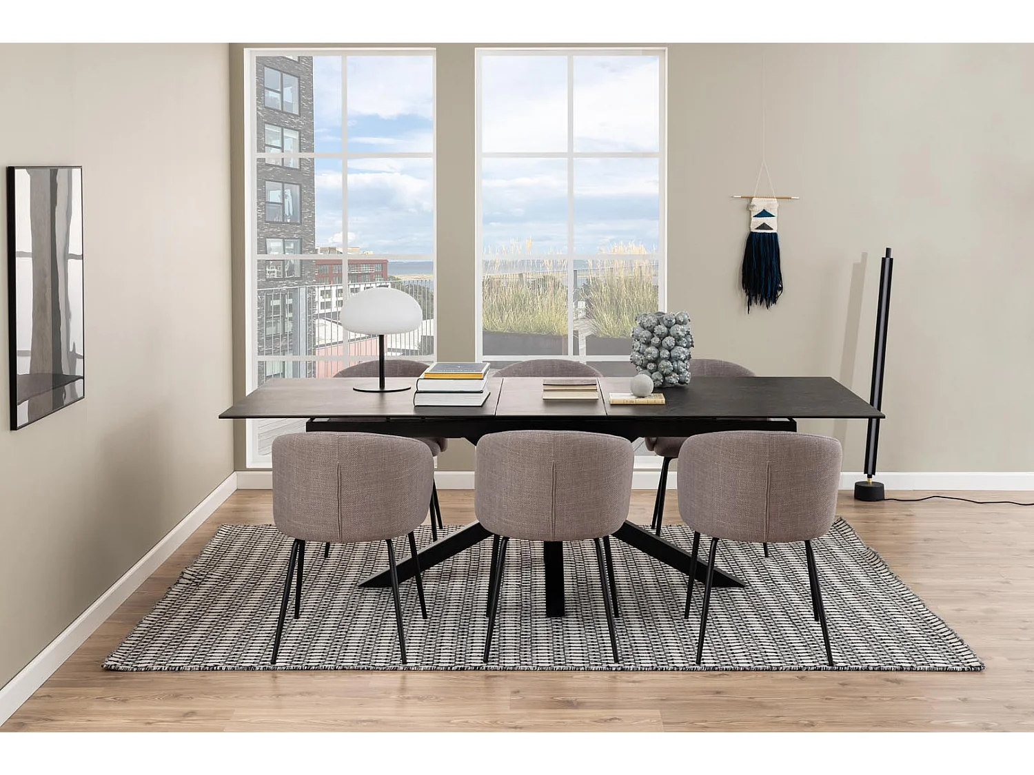 Heaven table de salle à manger 100x200/240cm avec 1 plateau supplémentaires noir.