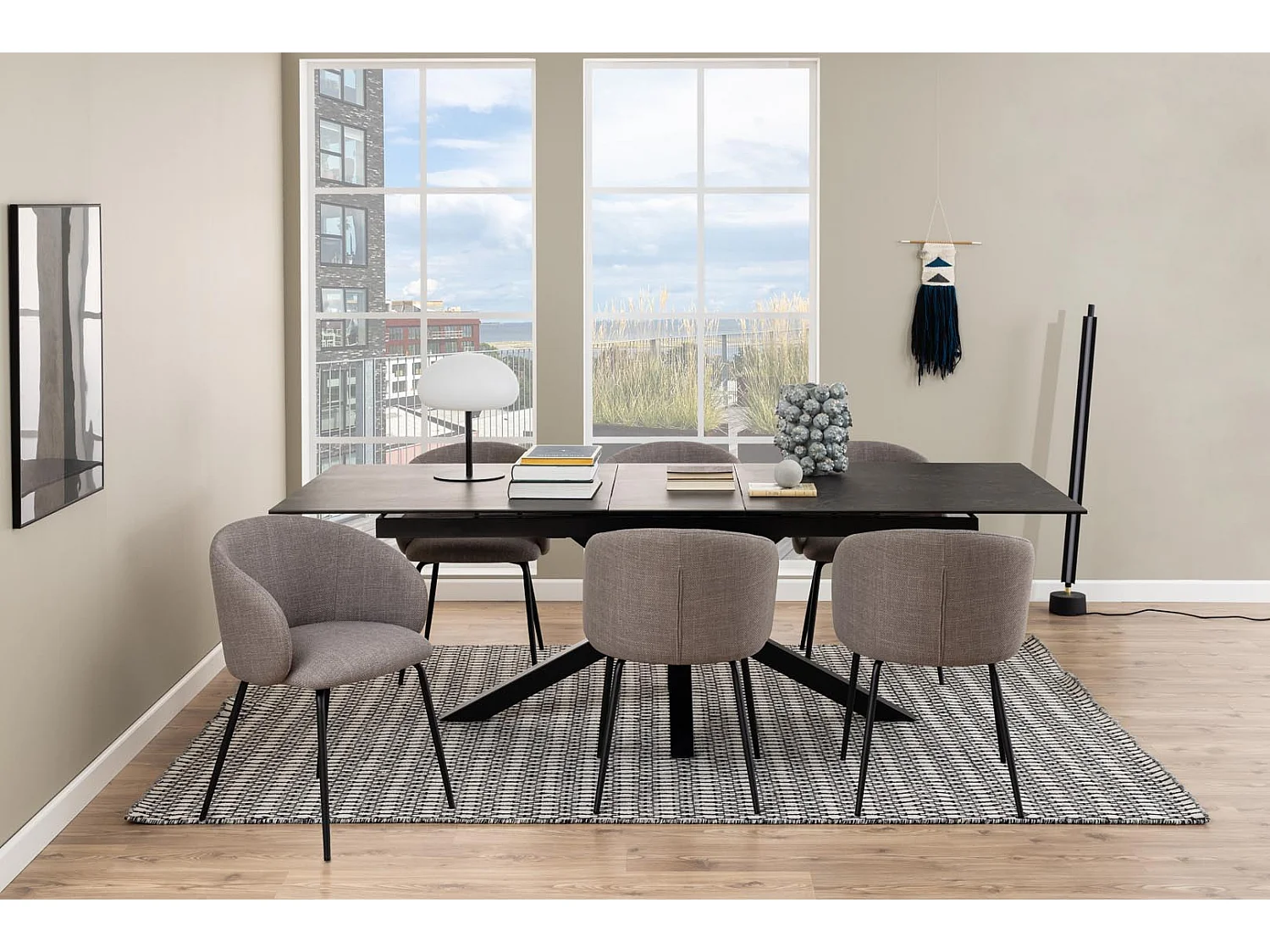 Heaven table de salle à manger 100x200/240cm avec 1 plateau supplémentaires noir.