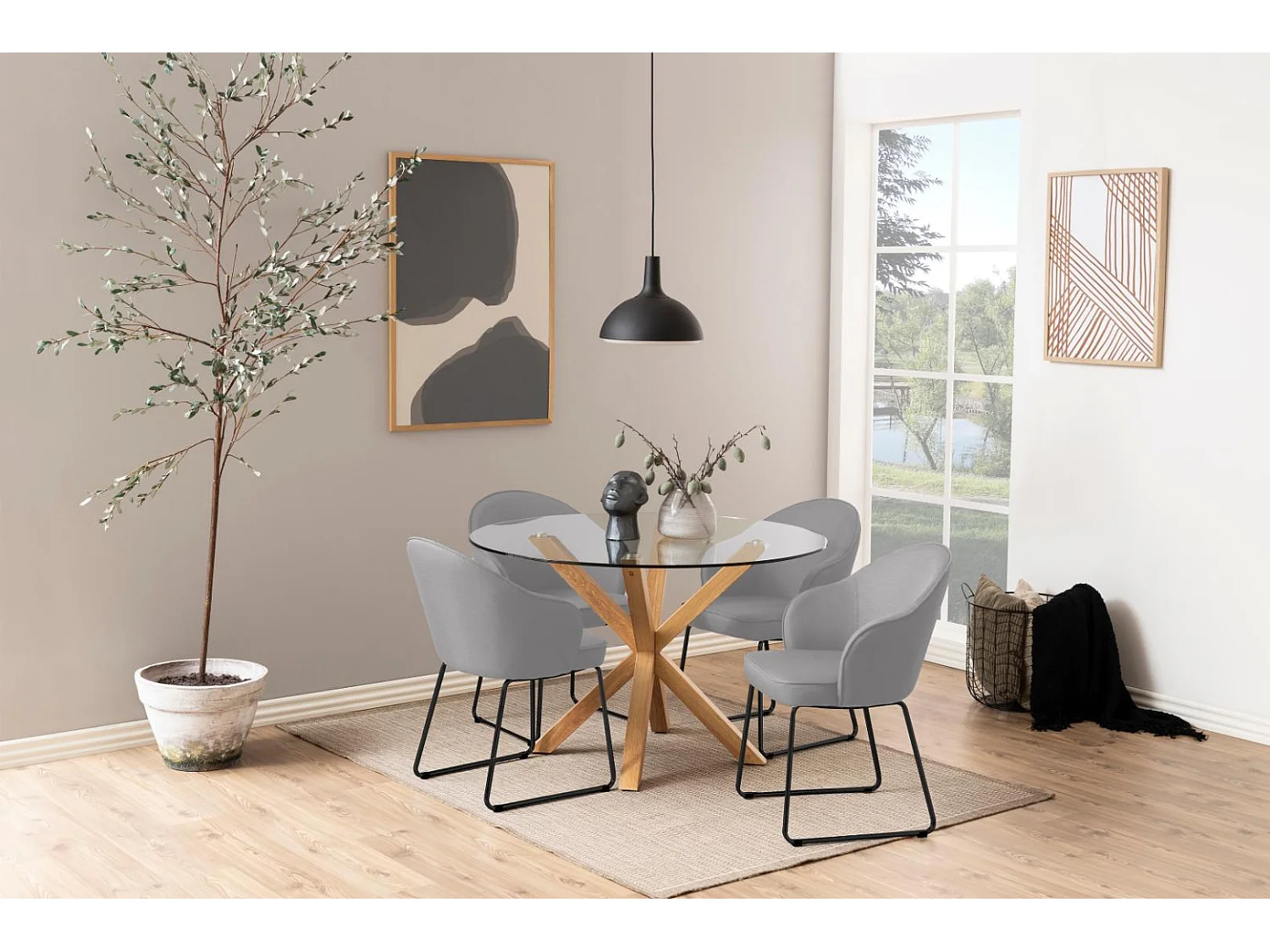 Helium Table de salle à manger en verre.