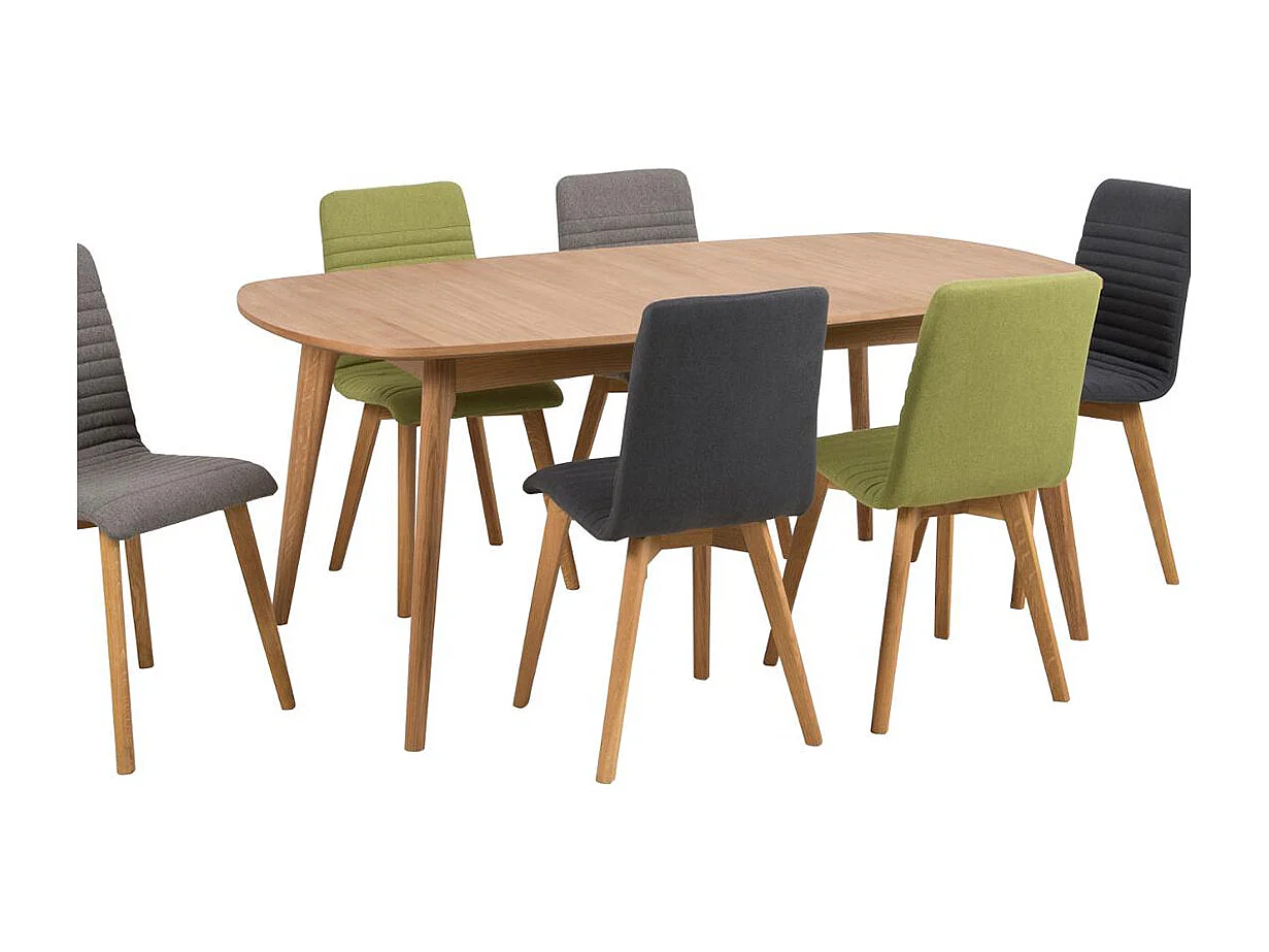 Martha Table de salle à manger avec espace pour 2 plaques supplémentaires, finition chêne délavé.