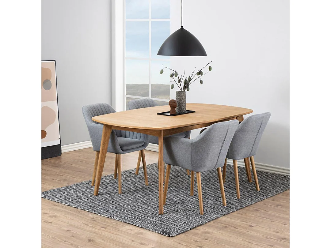 Martha Table de salle à manger avec espace pour 2 plaques supplémentaires, finition chêne délavé.