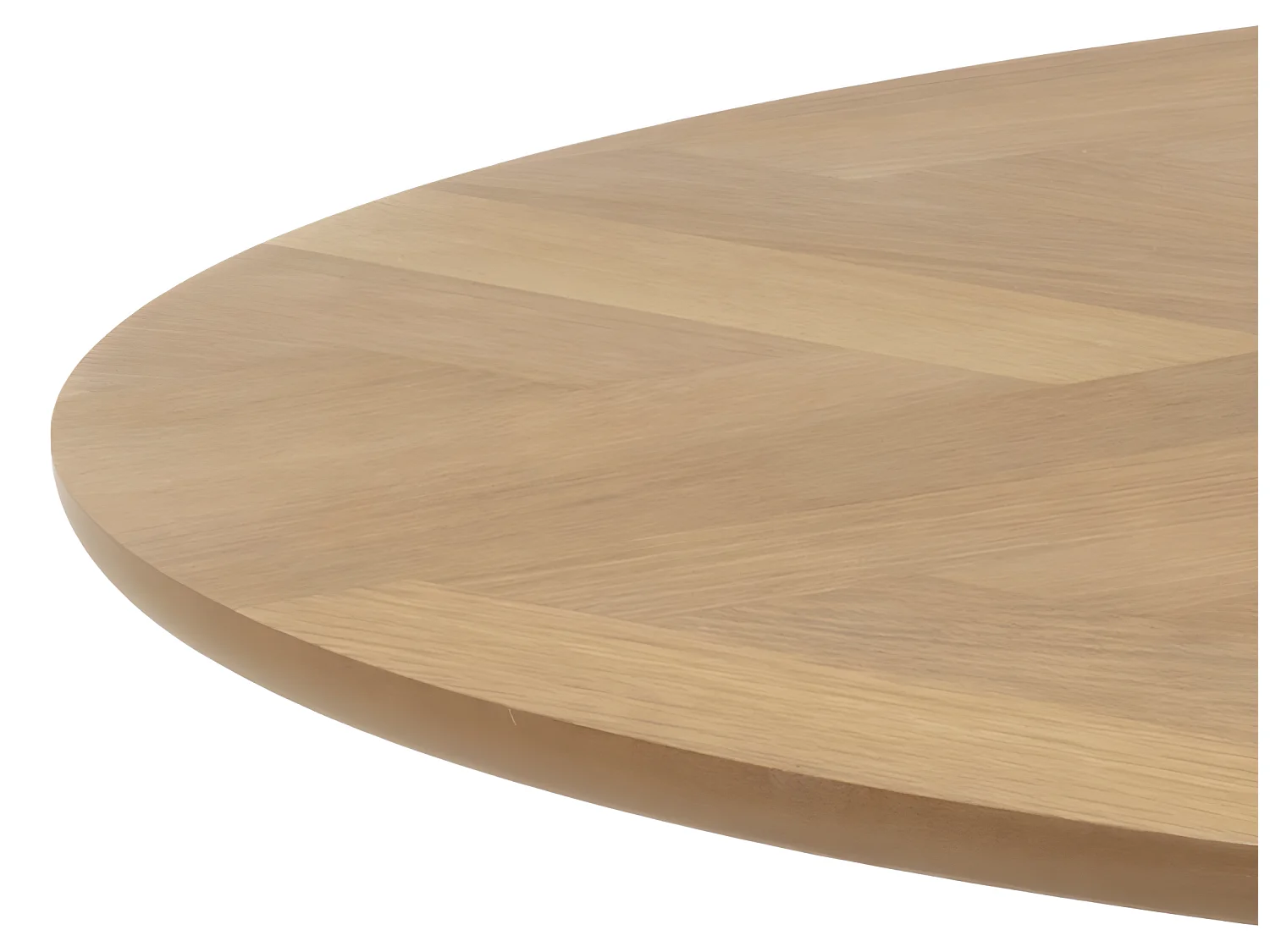 Nagano Table de salle à manger Ø120 cm, motif chevrons de chêne.