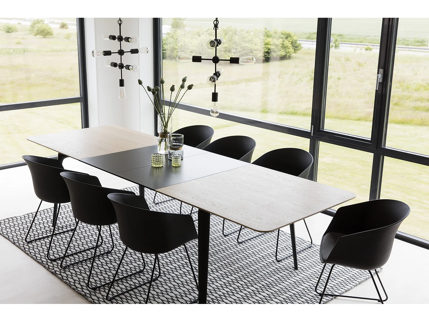 Coy Table de salle à manger 100x200 cm chêne, noir.