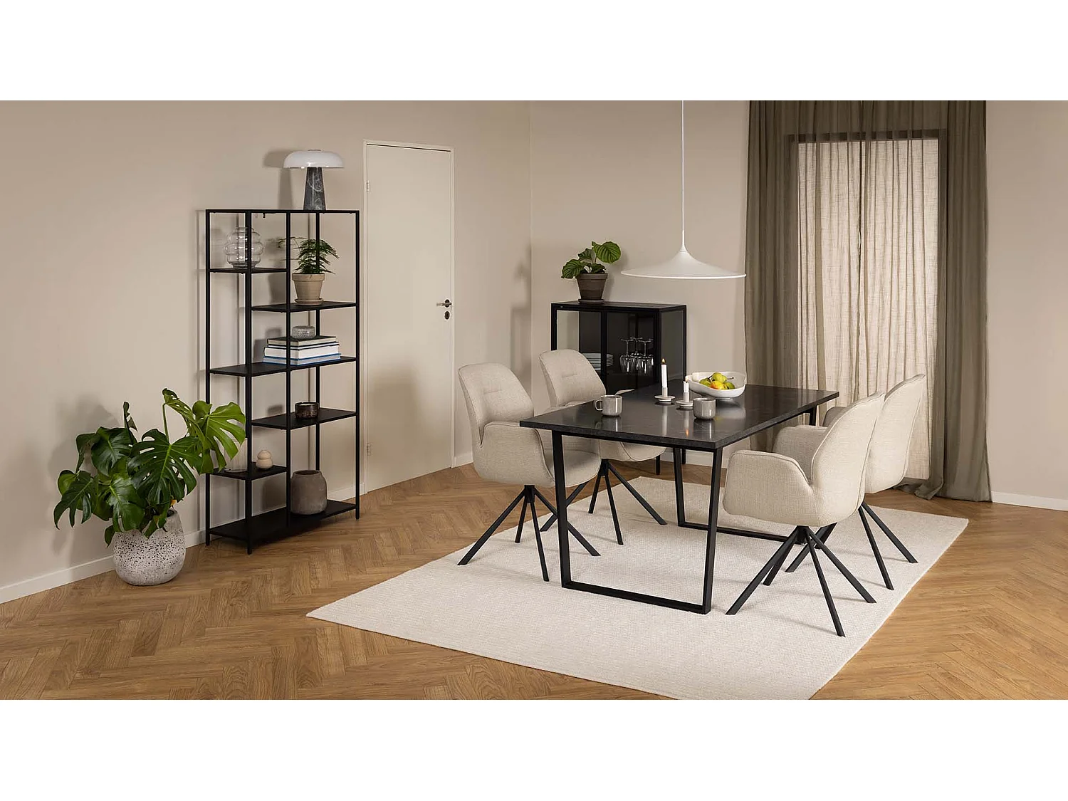 Amble Esstisch 90x160cm schwarz Marmor Print.