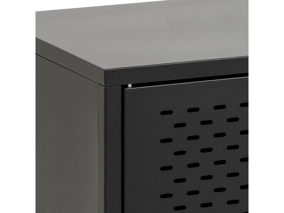 Newcastle Buffet L160 avec 3 portes grillagées en métal noir.