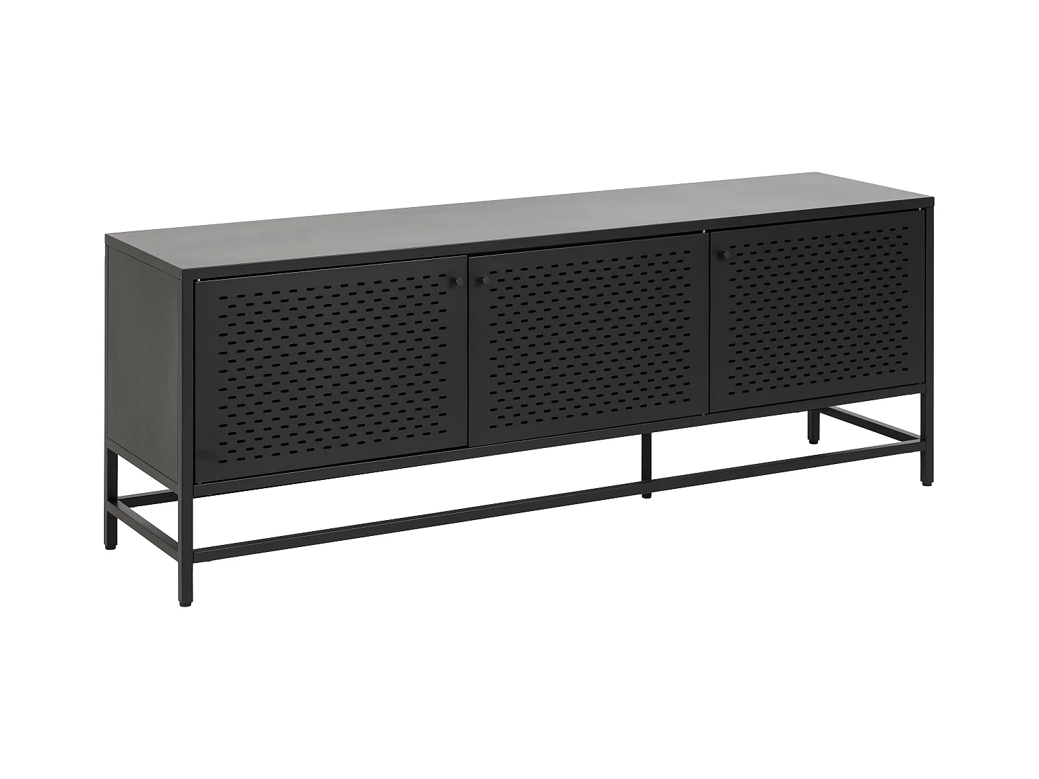 Newcastle Buffet L160 avec 3 portes grillagées en métal noir.