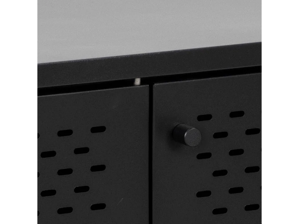 Newcastle Sideboard L160 mit 3 Gittertüren Metall schwarz.