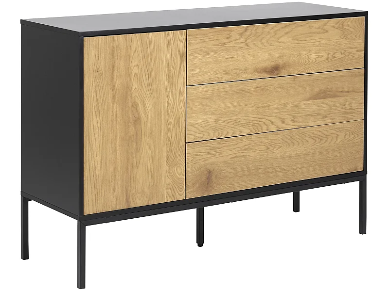 Sea Sideboard 1 Tür und 3 Schubladen, schwarz.