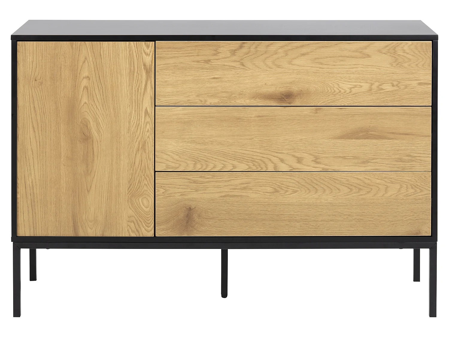 Sea Sideboard 1 Tür und 3 Schubladen, schwarz.