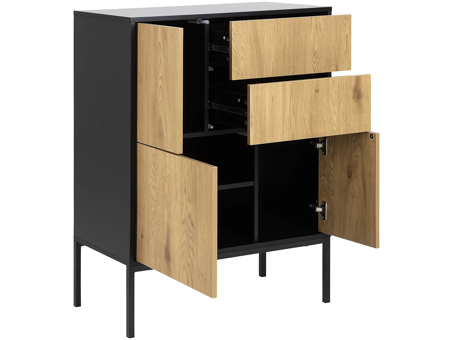 Sea dressoir 3 deuren en 2 lades zwart.