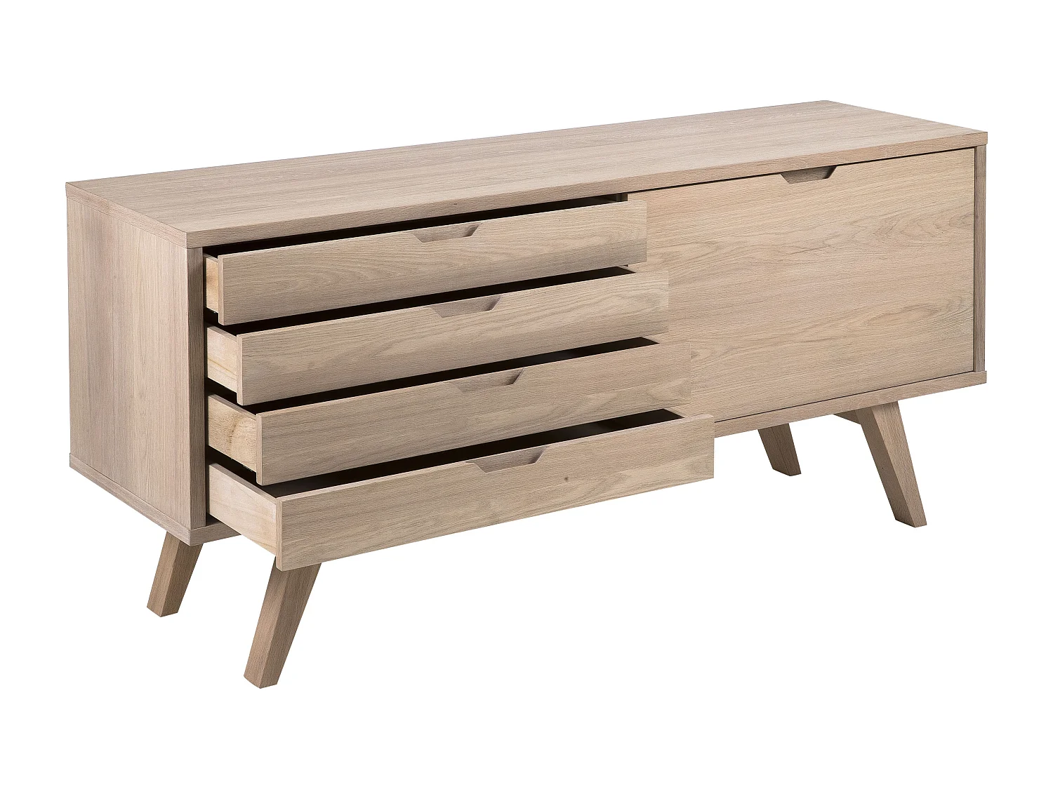 A-Line dressoir met 1 deur en 4 laden, eik.