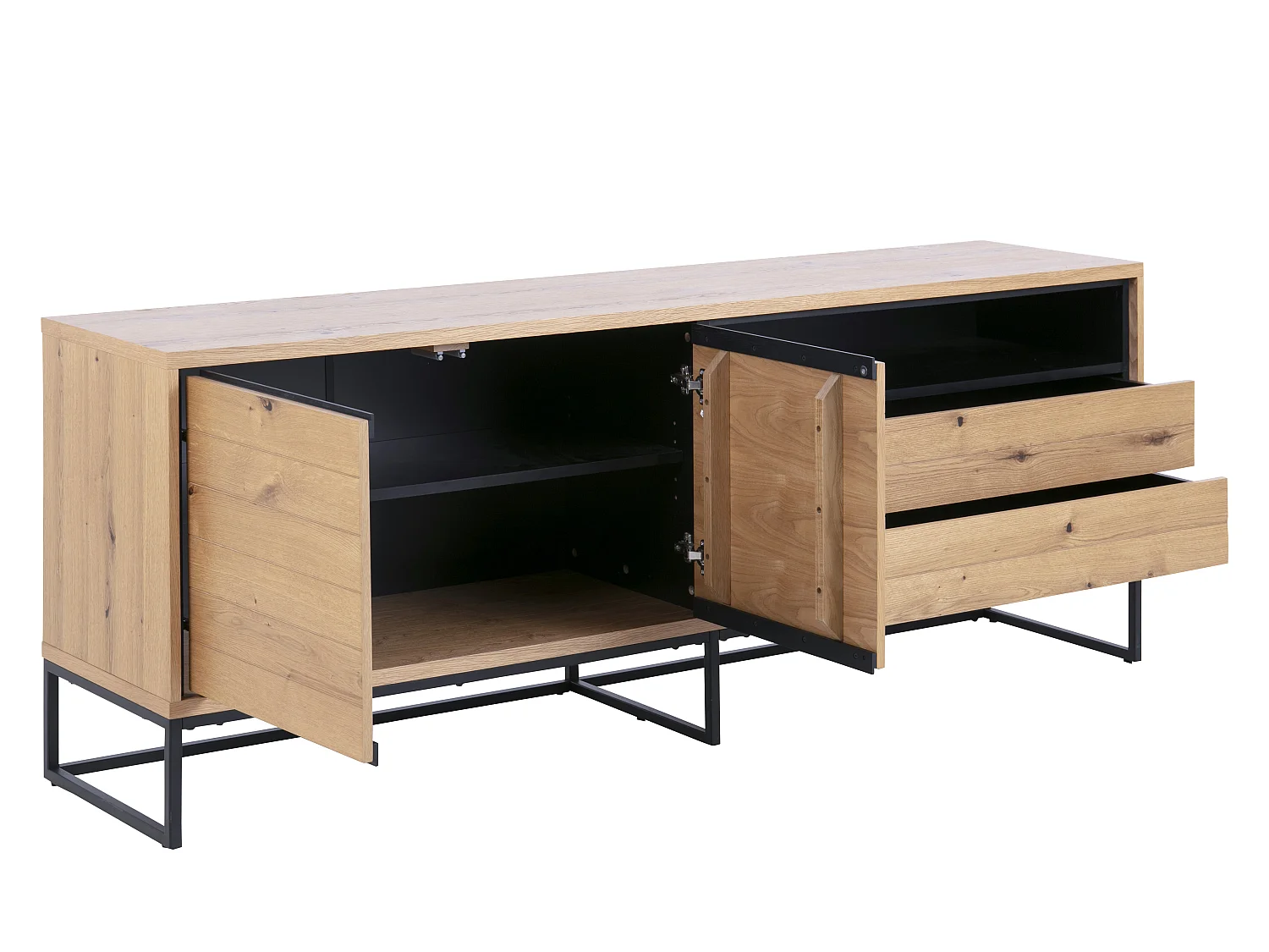 David dressoir 2 deuren en 2 lades, wild eiken fineer.