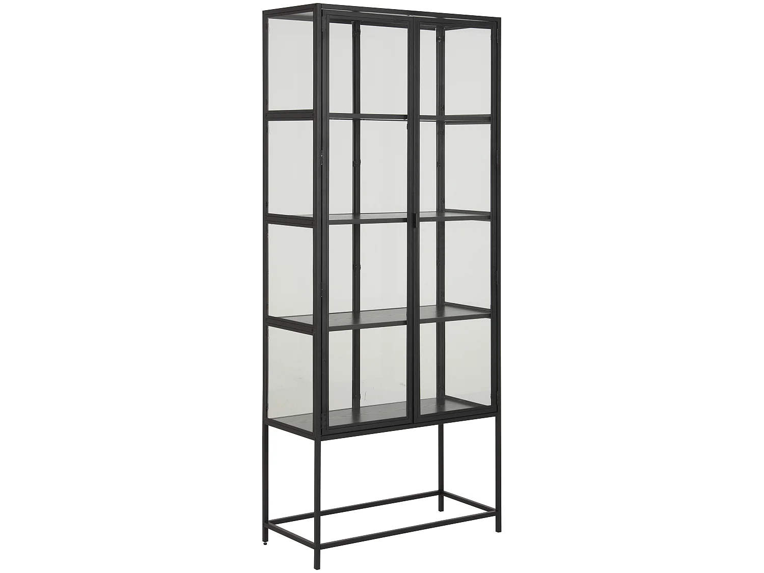 Sea Vitrinenschrank A, 2 Glastüren und 4 Regale schwarz.