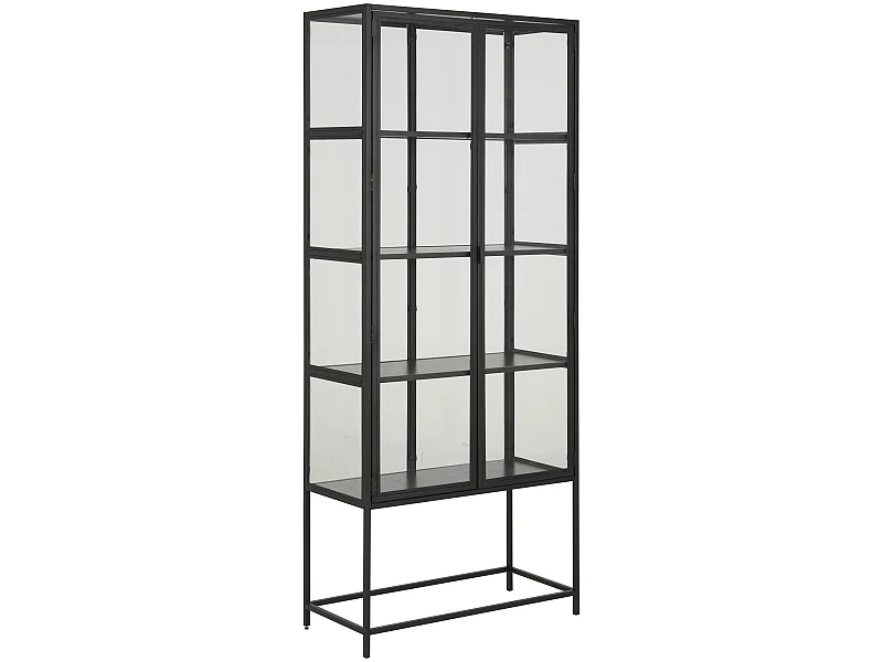 Sea Vitrinenschrank A, 2 Glastüren und 4 Regale schwarz.