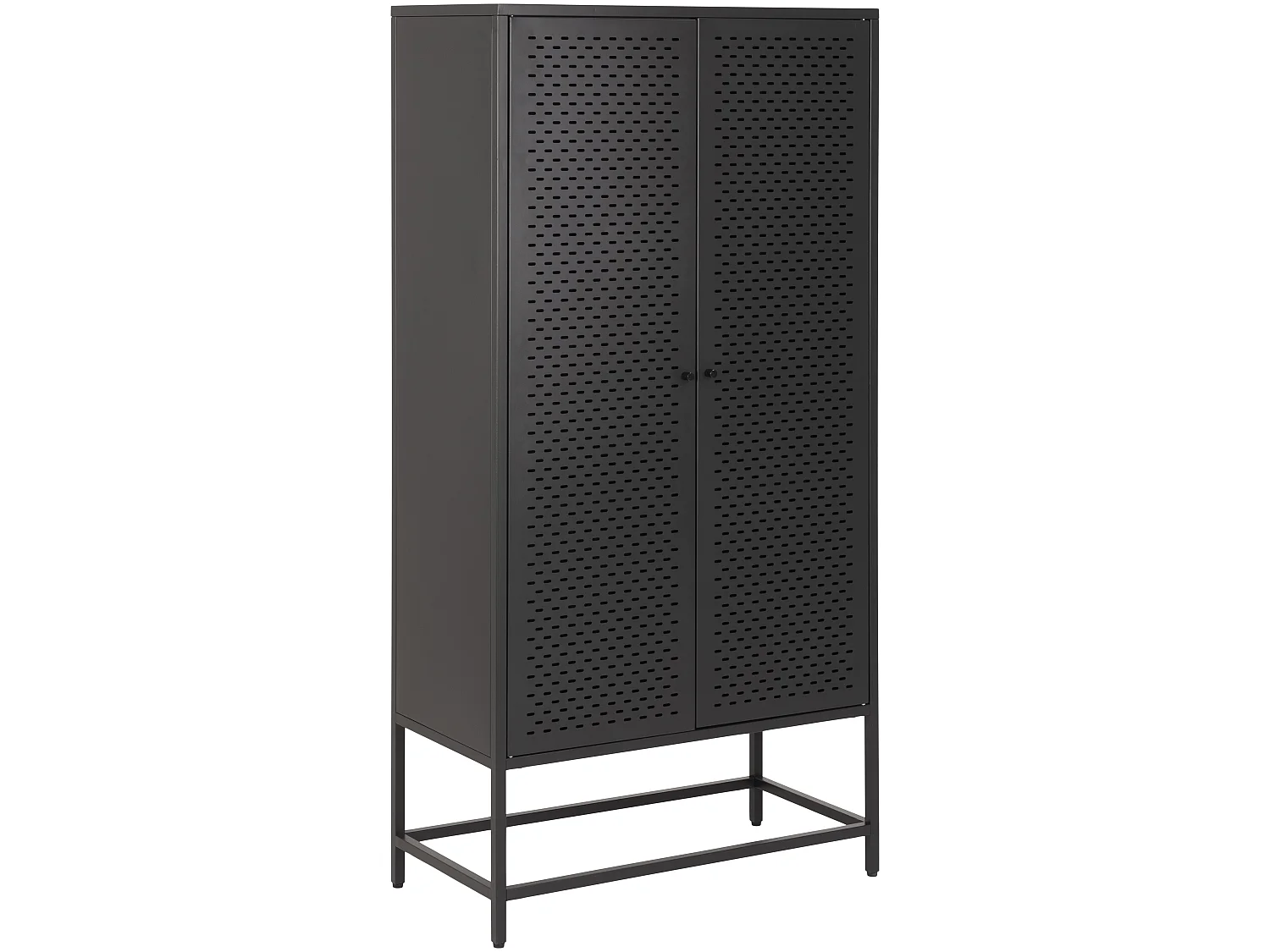 Newbor vitrinekast met 2 metalen gaasdeuren zwart.