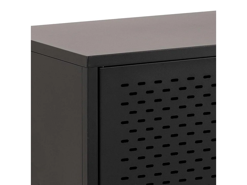 Newcastle Buffet L125 avec 3 portes grillagées en métal noir.