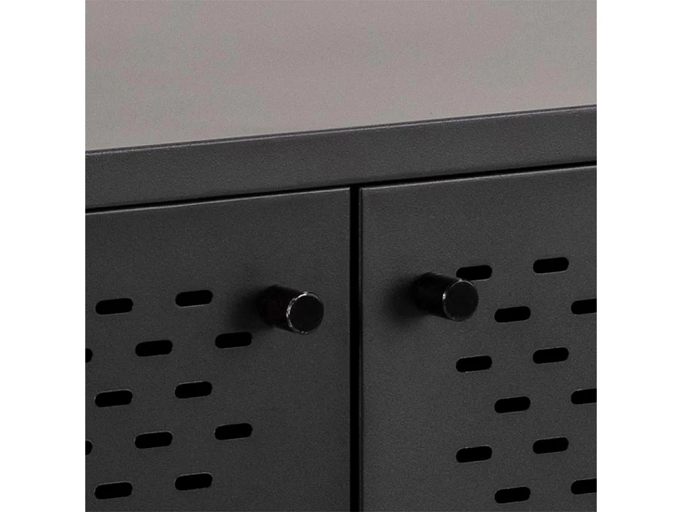 Newcastle Buffet L125 avec 3 portes grillagées en métal noir.