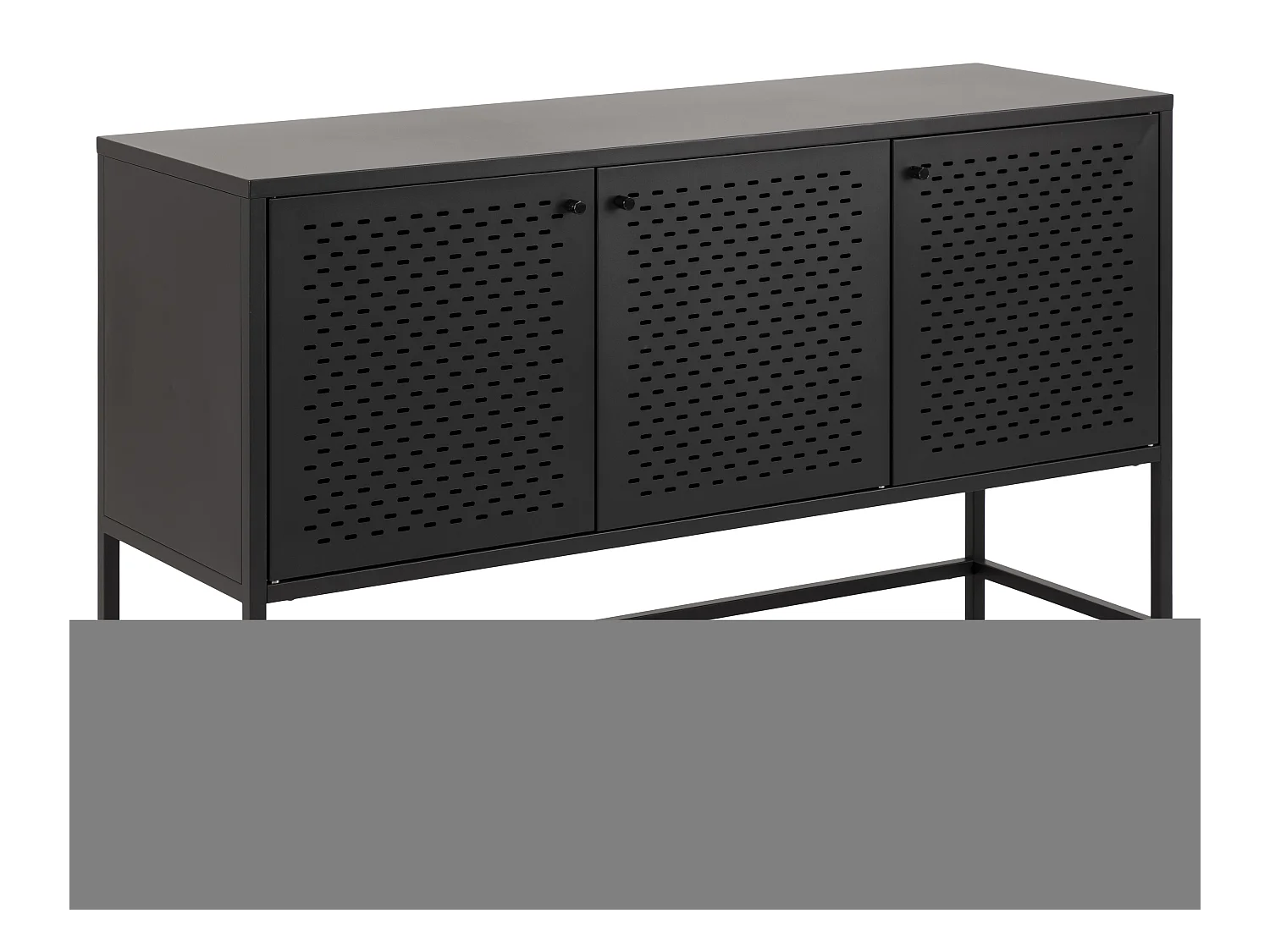 Newcastle Buffet L125 avec 3 portes grillagées en métal noir.