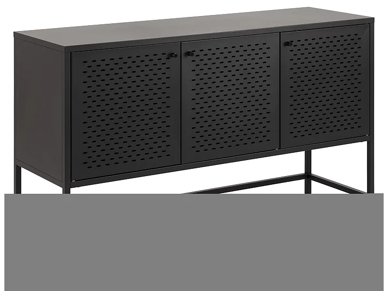 Newcastle Sideboard L125 mit 3 Gittertüren Metall schwarz.