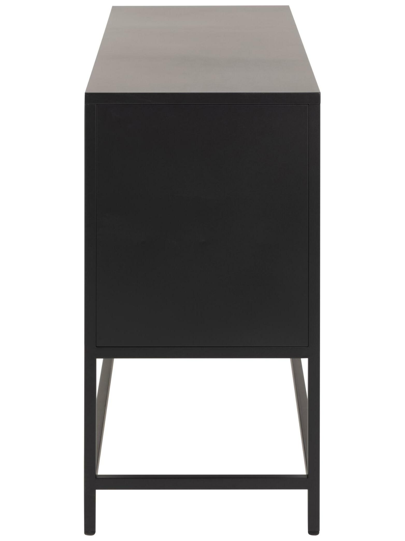 Newcastle Sideboard L125 mit 3 Gittertüren Metall schwarz.