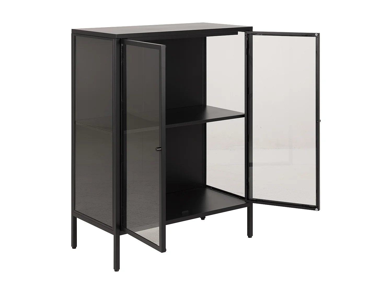 Newcastle Vitrine H99 avec 2 portes vitrées, noir.