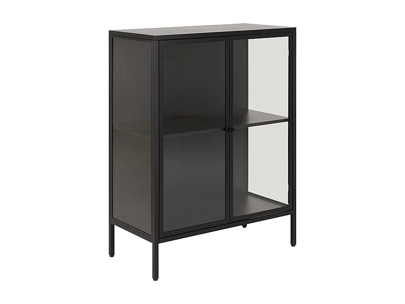 Newcastle Vitrinenschrank H99 mit 2 Glastüren, schwarz.