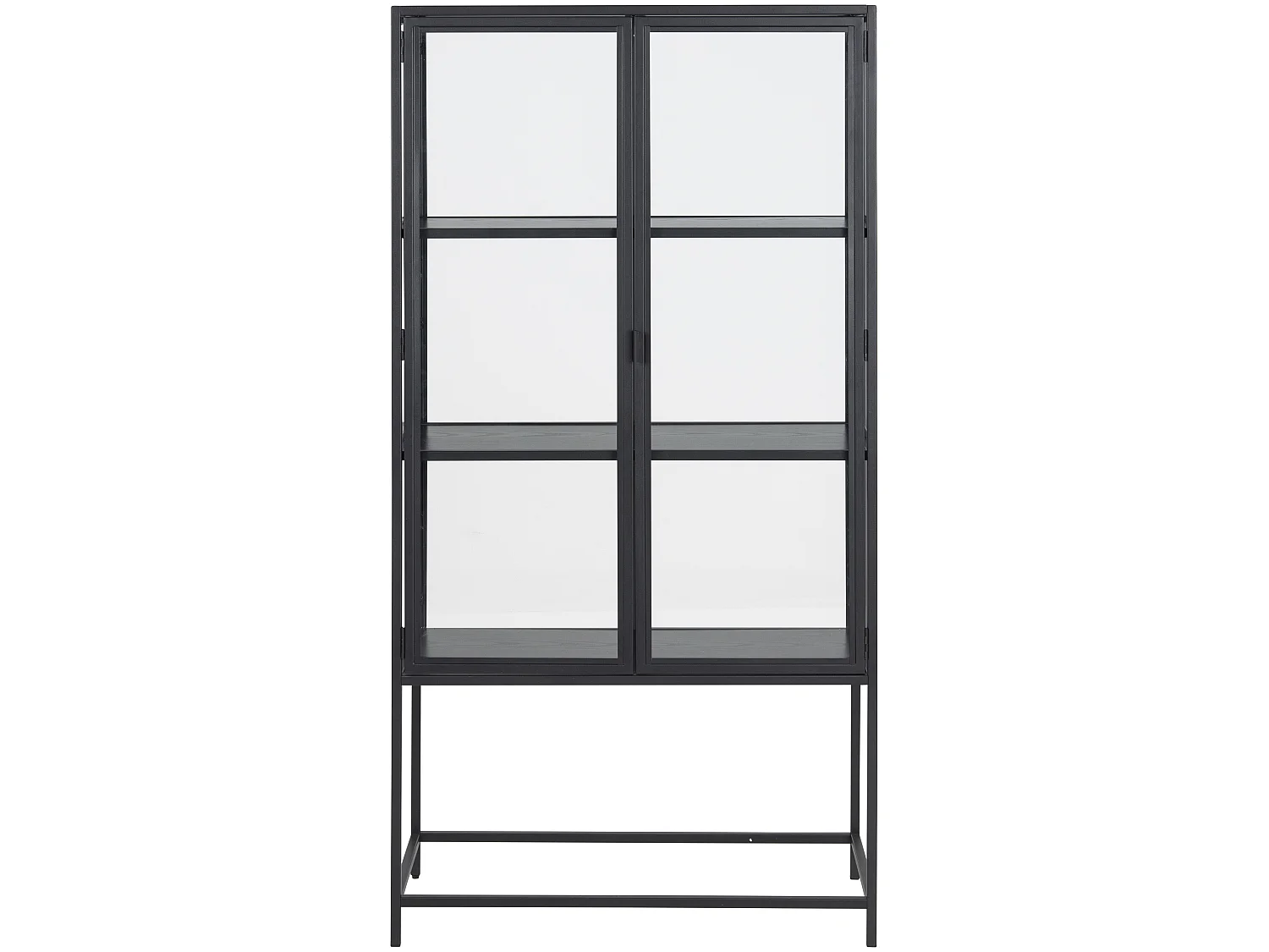 Sea Vitrine avec 2 portes vitrées et 3 tablettes de rangement, noir.