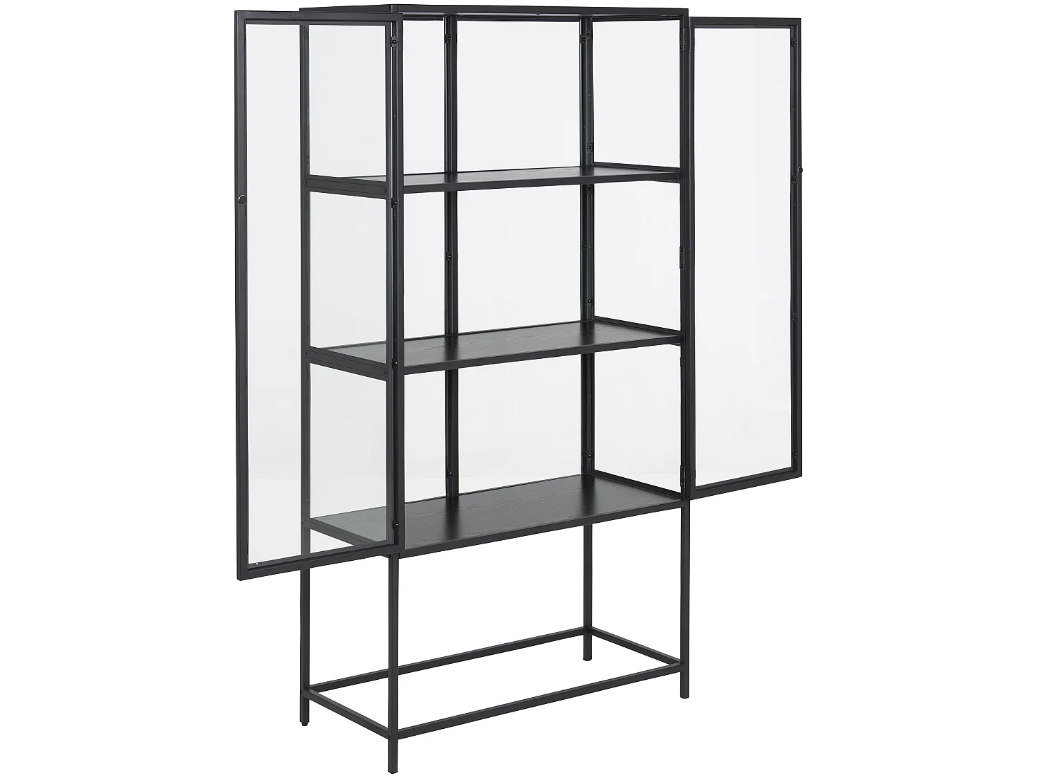 Sea Vitrine avec 2 portes vitrées et 3 tablettes de rangement, noir.