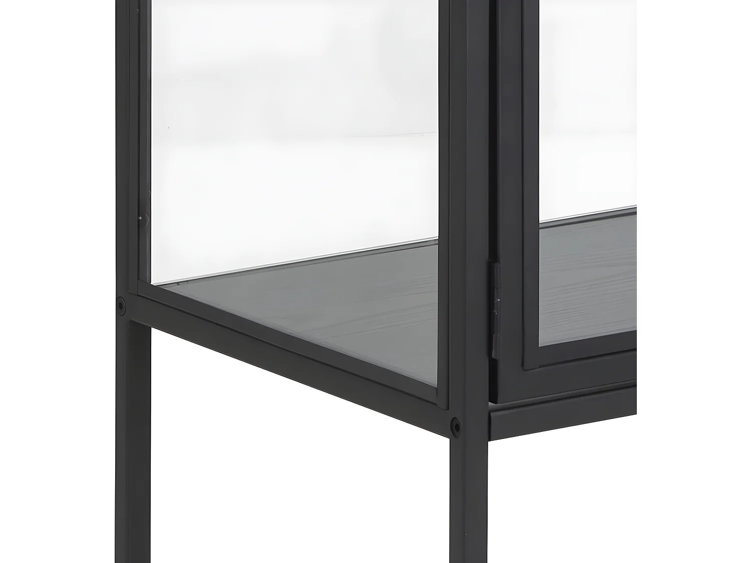 Sea Vitrine avec 2 portes vitrées et 3 tablettes de rangement, noir.