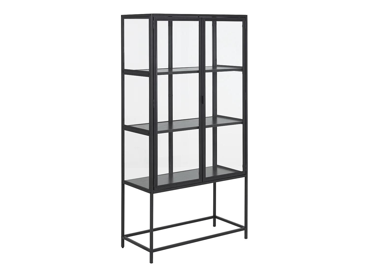 Sea Vitrine avec 2 portes vitrées et 3 tablettes de rangement, noir.
