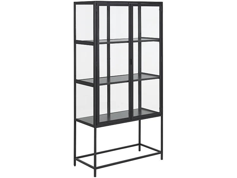 Sea Vitrinenschrank mt 2 Glastüren und 3 Ablagen, schwarz.