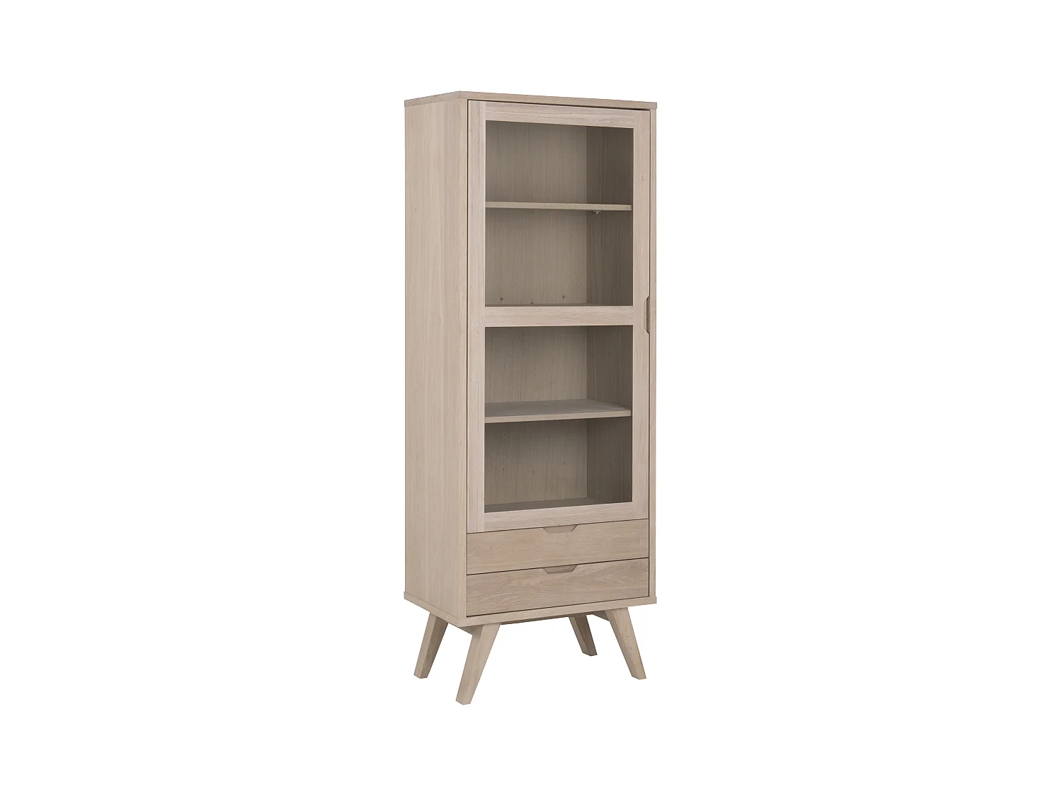 Align vitrinekast hoogte 190 cm, 1 glazen deur, 2 laden, eik.