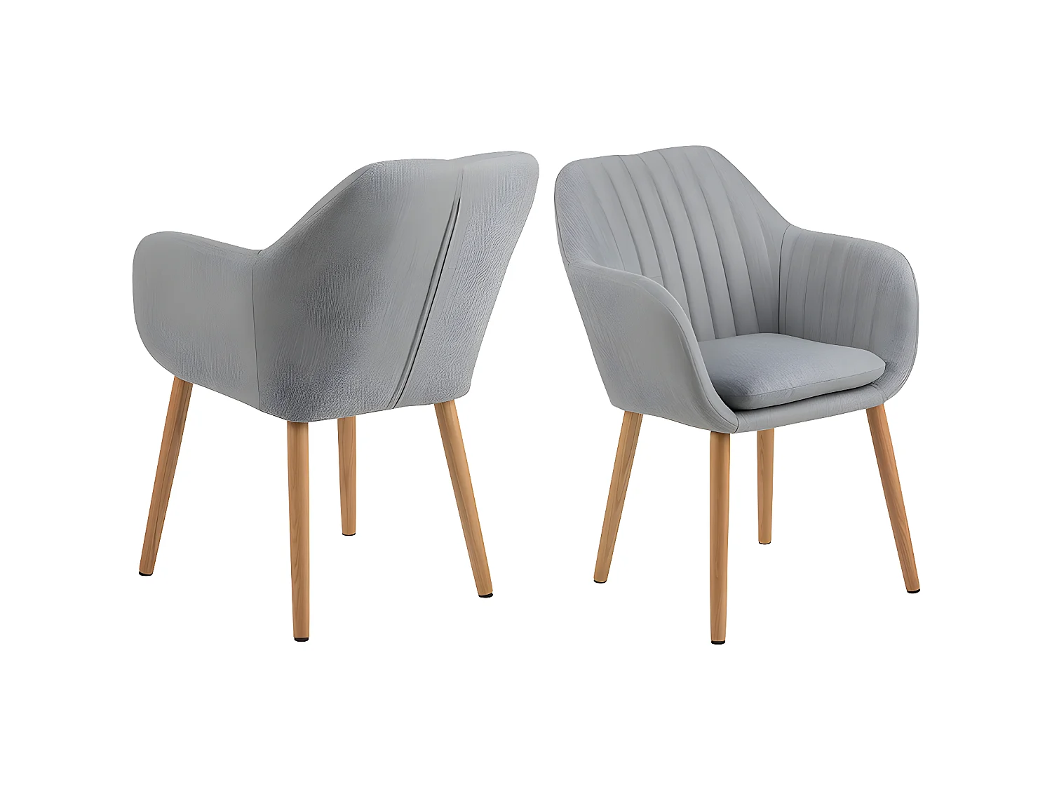 Emil fauteuil stof VIC met verticale naden - lichtgrijs.
