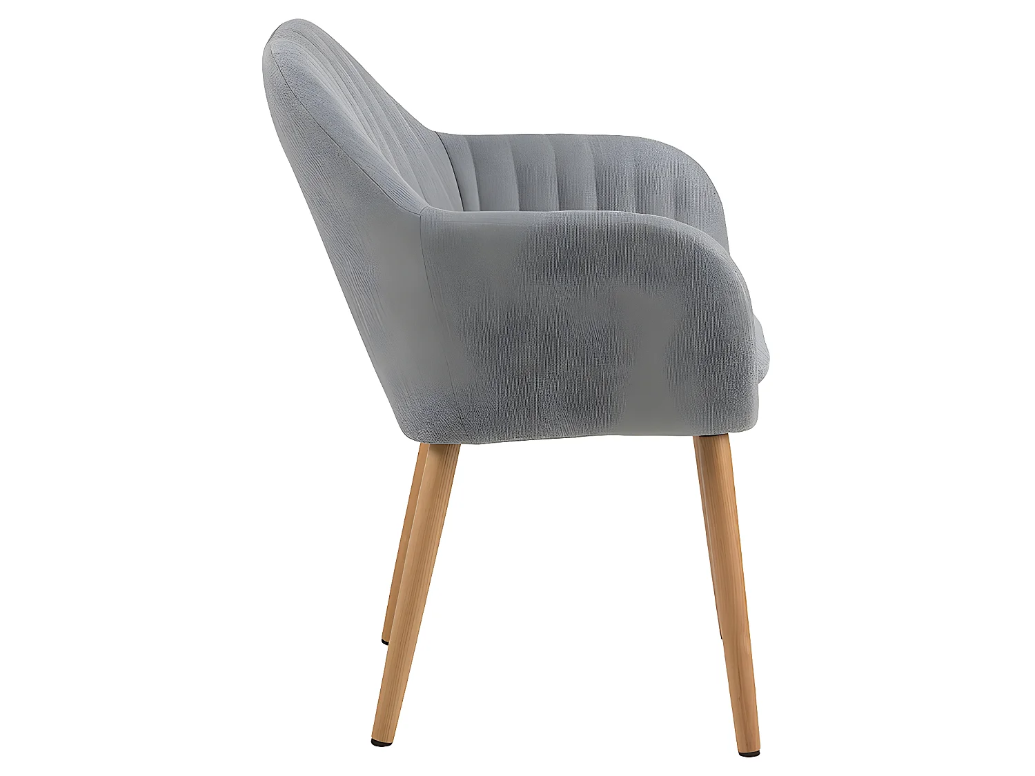 Emil Fauteuil en tissu, gris clair avec coutures verticales.