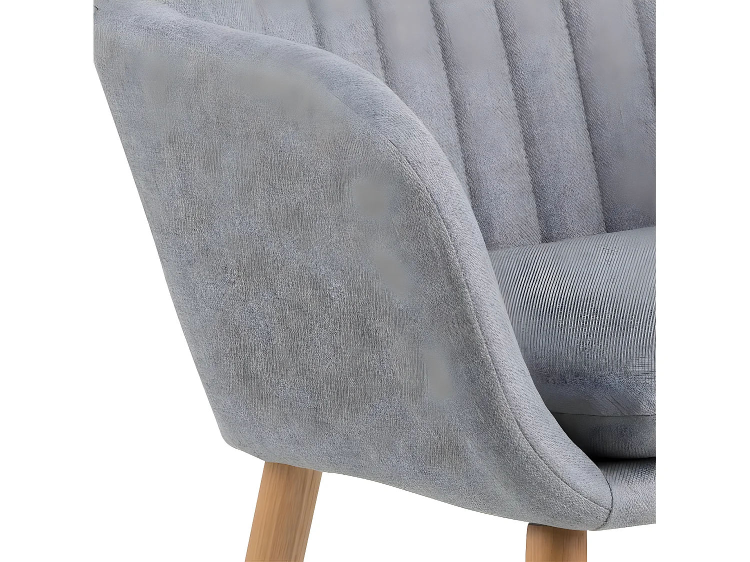 Emil Fauteuil en tissu, gris clair avec coutures verticales.