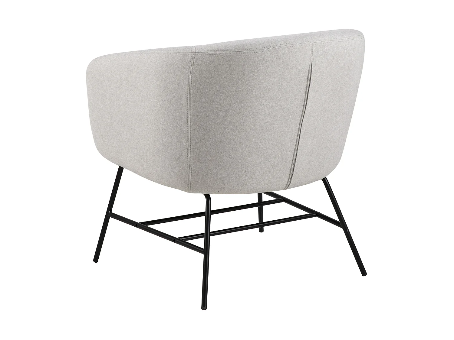 Ramy fauteuil in lichtgrijze stof en zwart metalen onderstel.