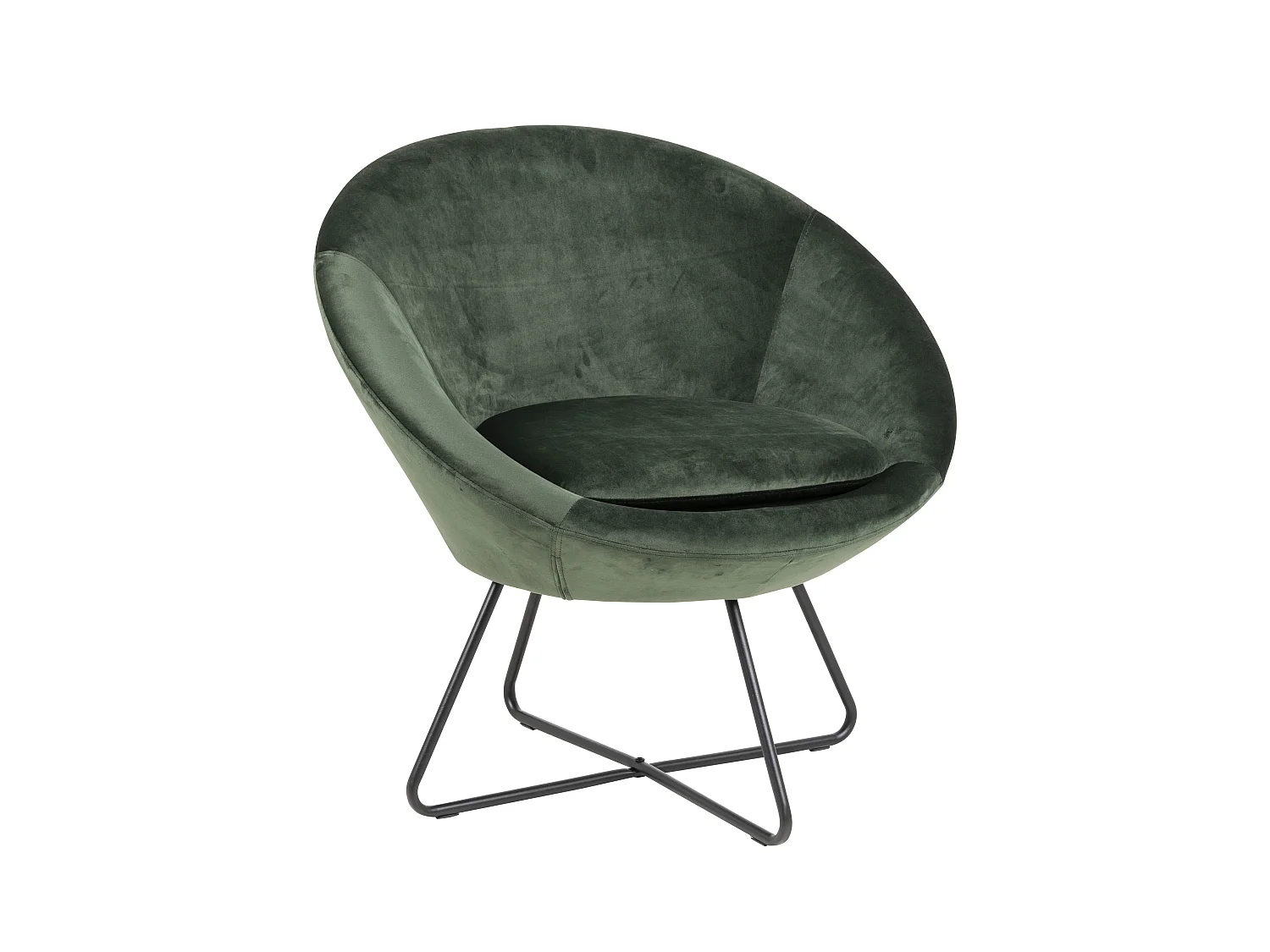 Cenna fauteuil bosgroen, zwart metaal.