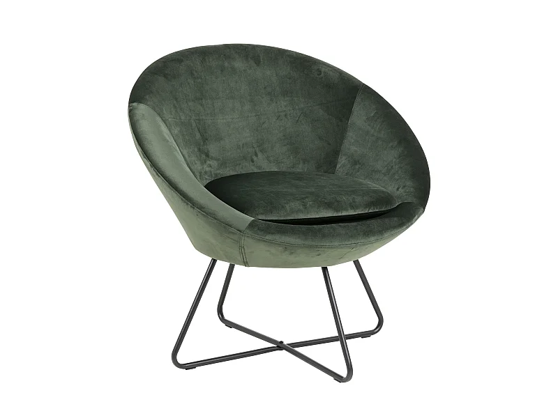 Cenna fauteuil bosgroen, zwart metaal.