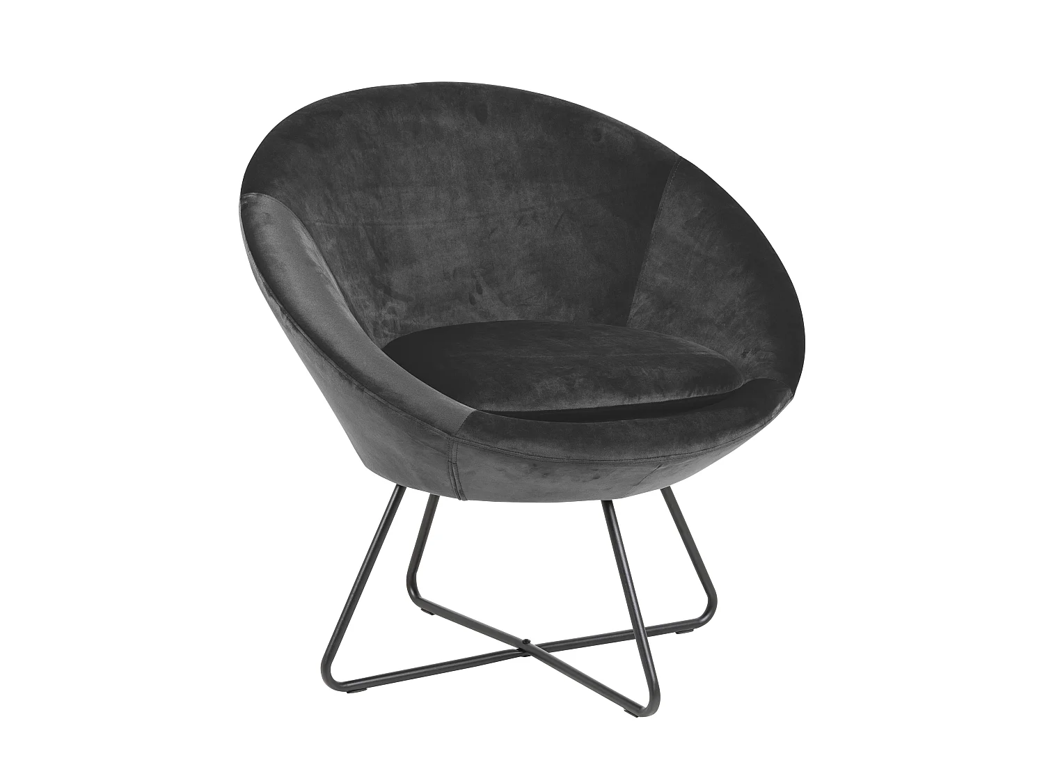 Cenna fauteuil donkergrijs, zwart metaal.