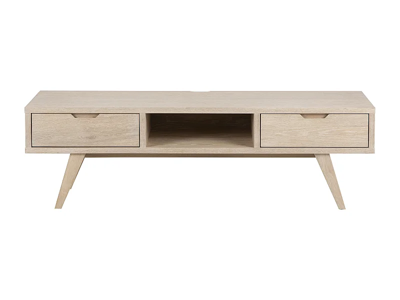 A-Line Meuble TV avec 1 espace de rangement et 2 tiroirs, chêne.