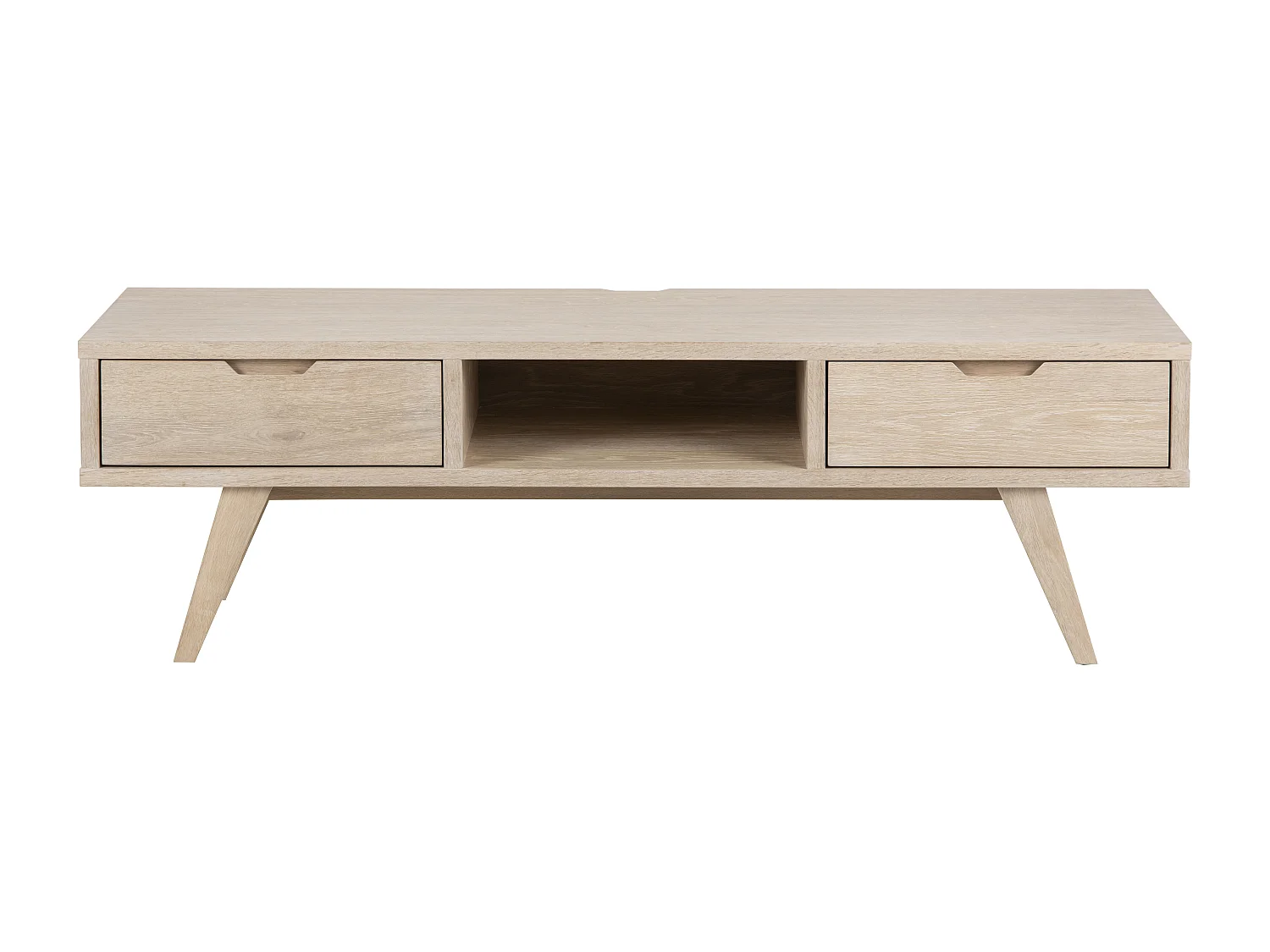 A-Line Meuble TV avec 1 espace de rangement et 2 tiroirs, chêne.